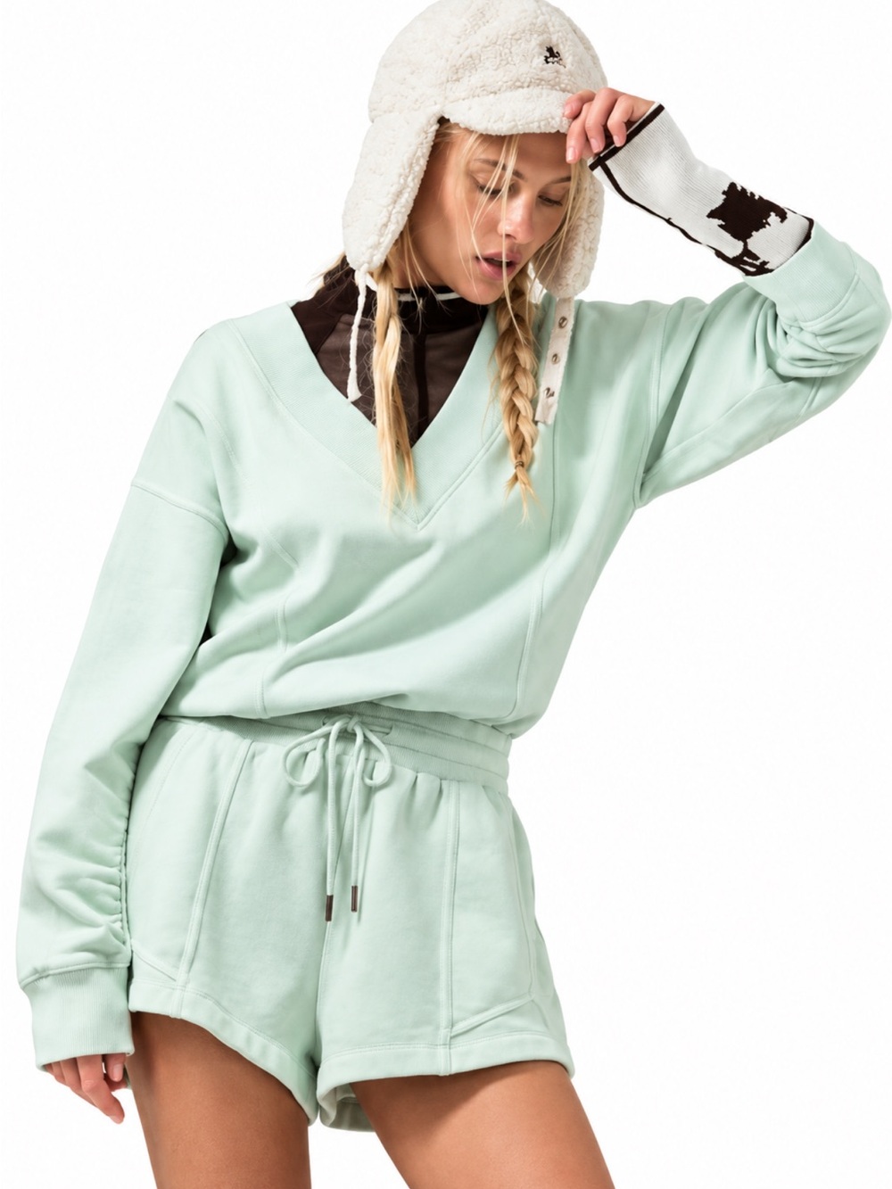FP Movement Intercept Romper Pistachio Green Long Sleeve Size XL